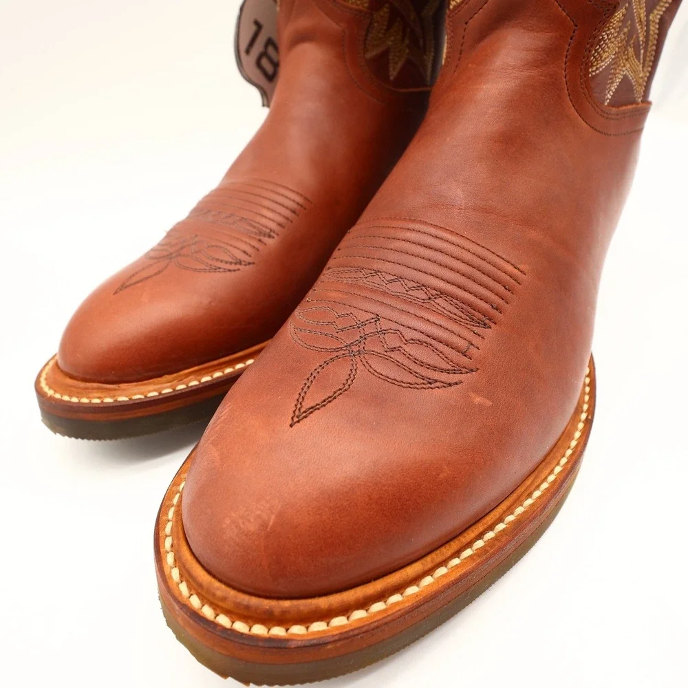 Justin Vintage 90s Western Boots Mens 11 D Red Brown Leather Cowboy 1135 NIB